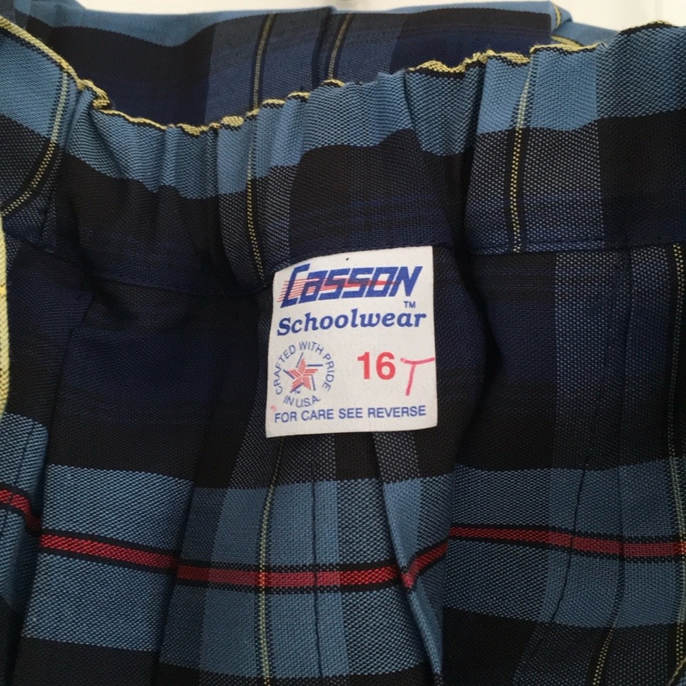 Girls Size 16 Classic Blue Pleated Plaid School Uniform Skirt - Picture 7 of 7